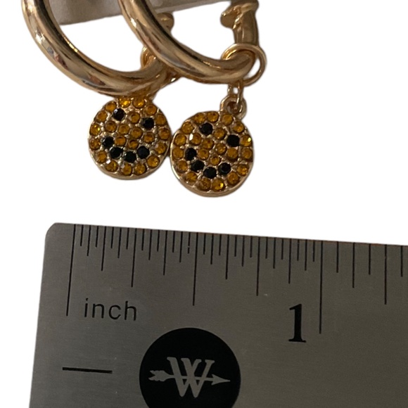 New SMILE 😃 Earrings Gold Tone fun and sparkly Pierced Ears - Picture 6 of 6